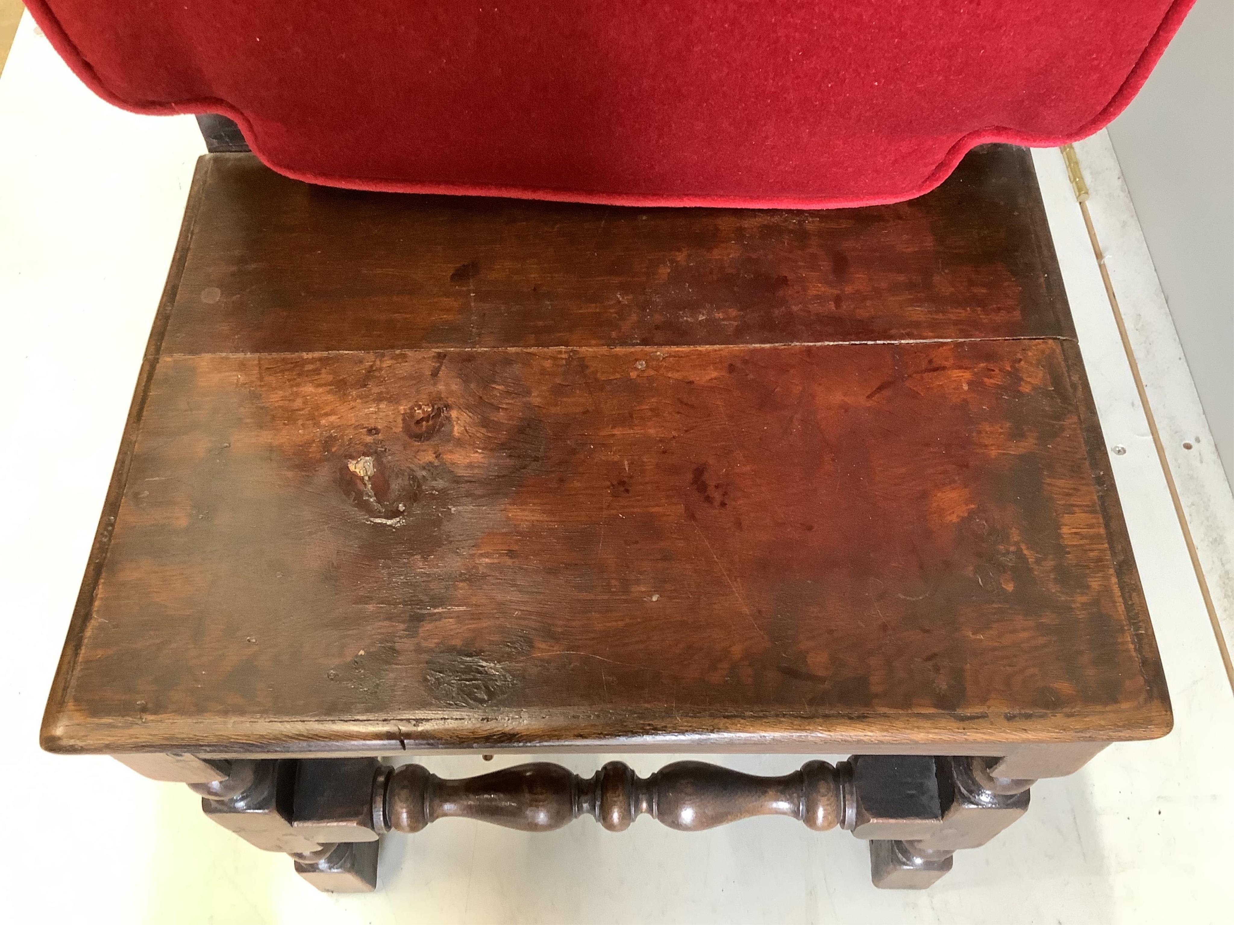 A late 17th century oak back chair, width 45cm, depth 42cm, height 103cm. Condition - fair